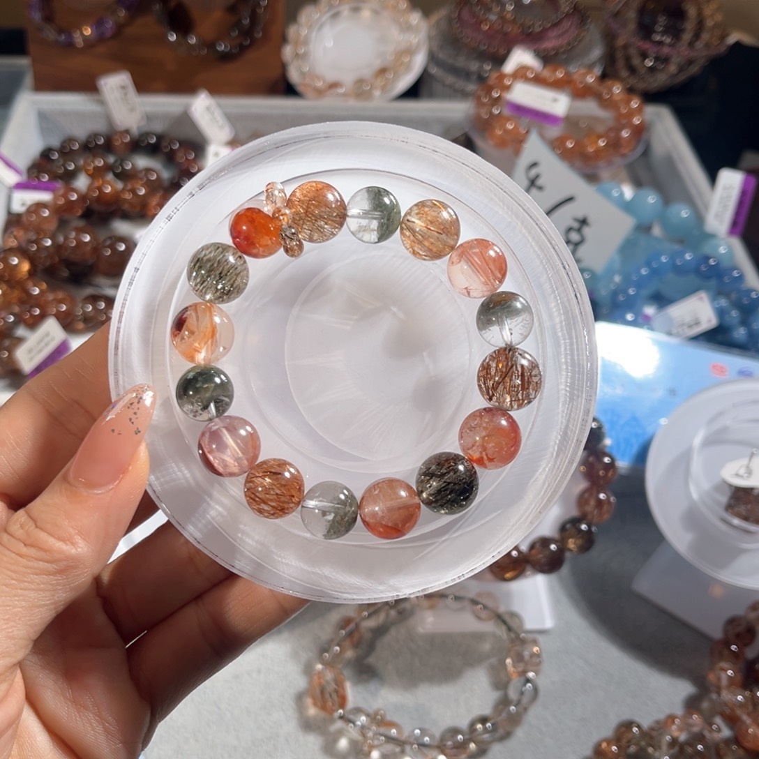 卟***心水晶手链未镶嵌多宝13m