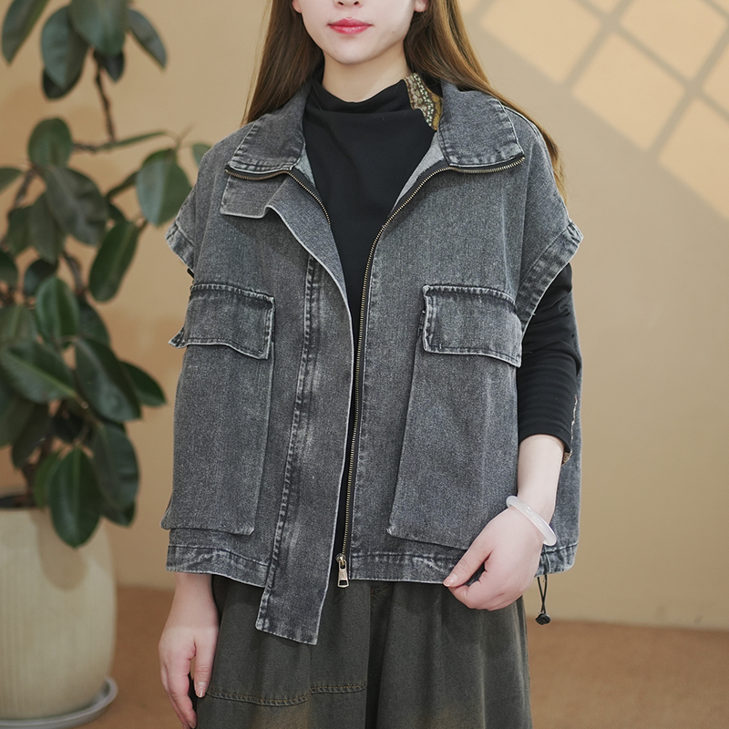 牛仔马甲外套女2025新款韩版时尚洋气显瘦百搭背心马夹上衣