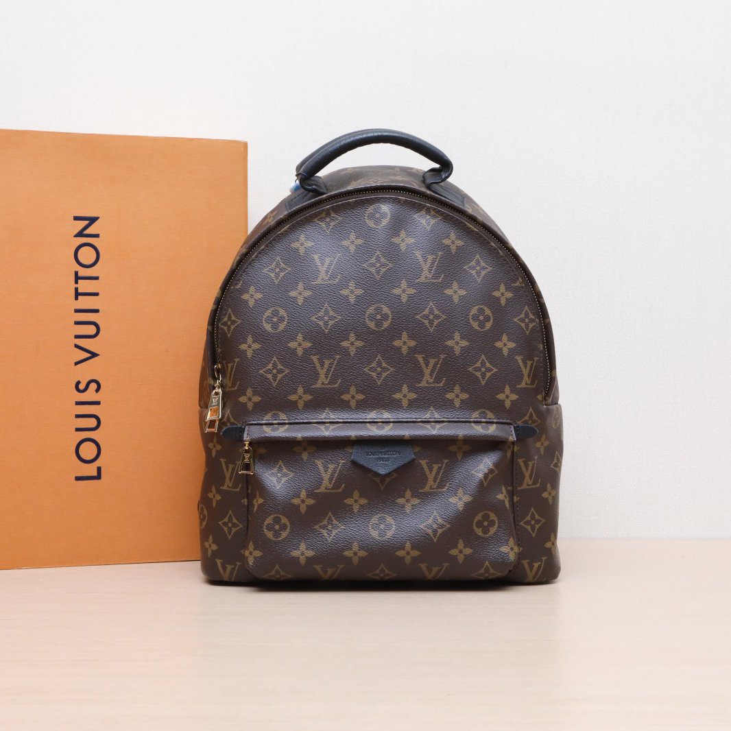 99新 LouisVuitton/路易威登 小花黑黑 小书包中号老花 PVC 2018 