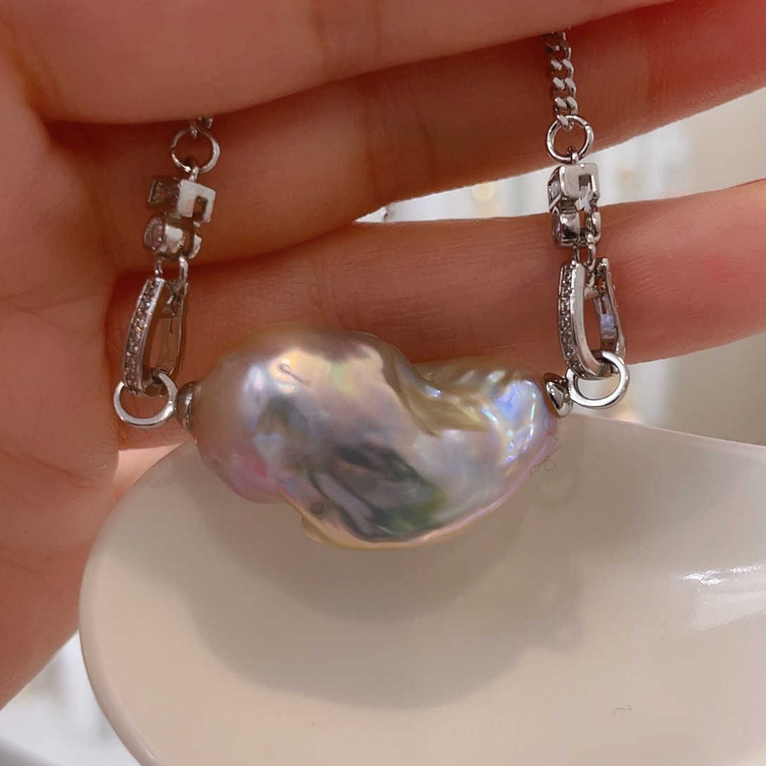 淡水珍珠天然珍珠巴洛克银S925镶嵌?***?