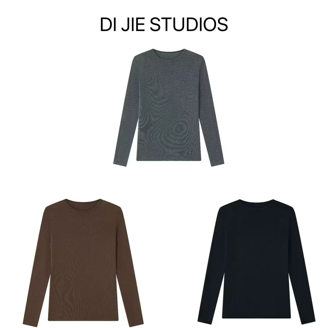 天丝莫代尔山羊绒打底衫修身纯色亲肤T恤高级感轻奢针织衫9969