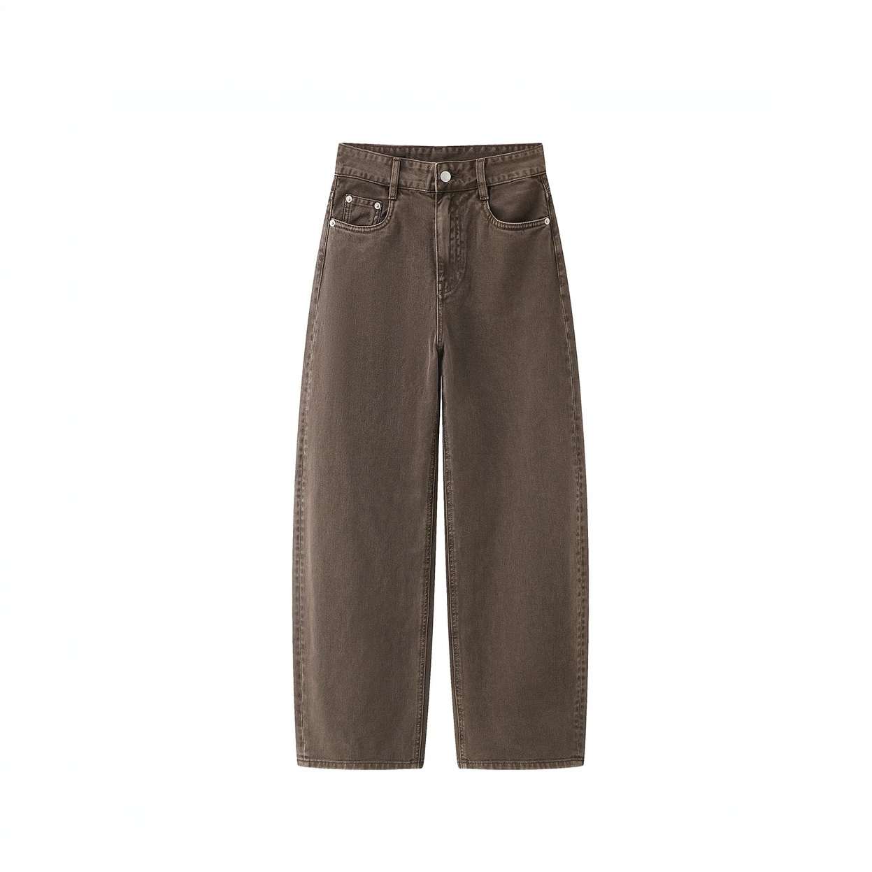 【复古摩卡】2025棕棉质中腰牛仔裤弯刀阔腿裤长裤女9587