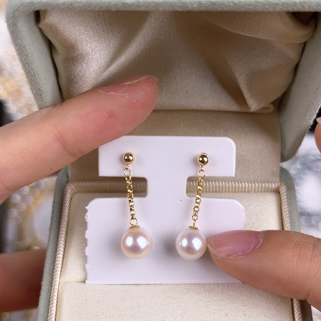 淡水珍珠耳饰18K金镶嵌