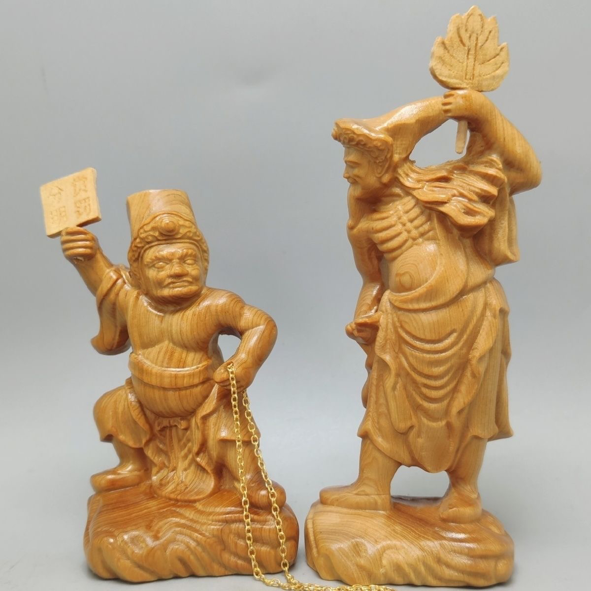 崖柏木雕七爷八爷黑白无常佛像神像阴司摆件工艺品装饰品