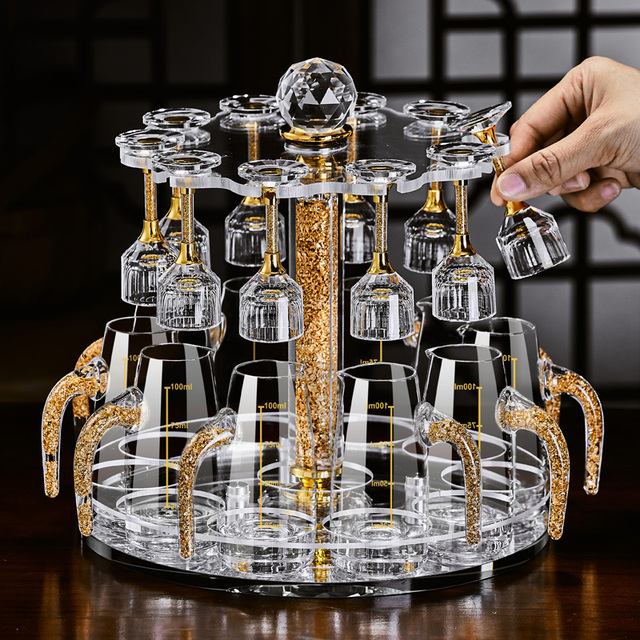 水晶白酒杯轻奢高档玻璃高级感二两分酒器创意酒具套装家用一口杯