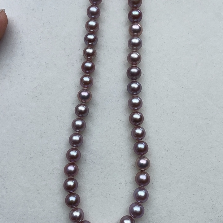 淡水珍珠颈饰银S925镶嵌卡7➕高品极光莫兰迪帝王紫