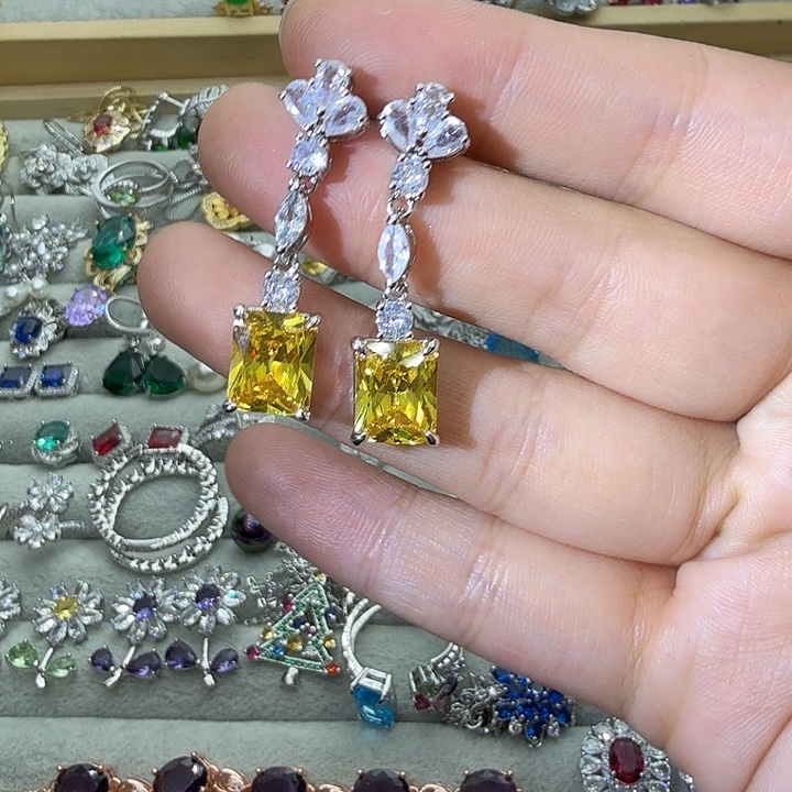 戒指银S925镶嵌烟晶