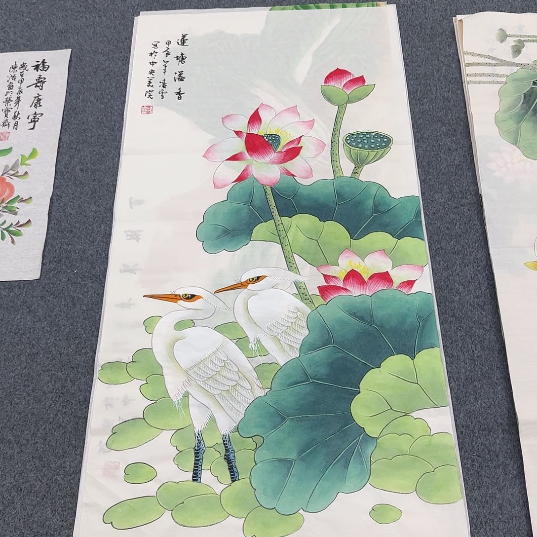 国画尺寸50X100手绘作品 