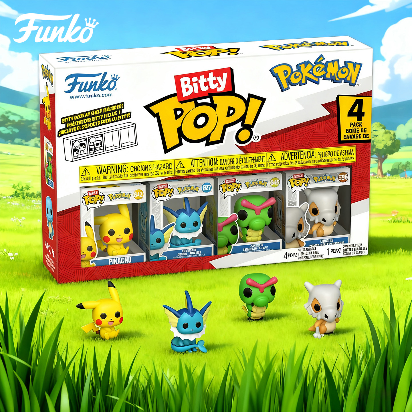 Funko丰高宝可梦萌粒系列皮卡丘杰尼龟妙蛙种子四只装桌面摆件