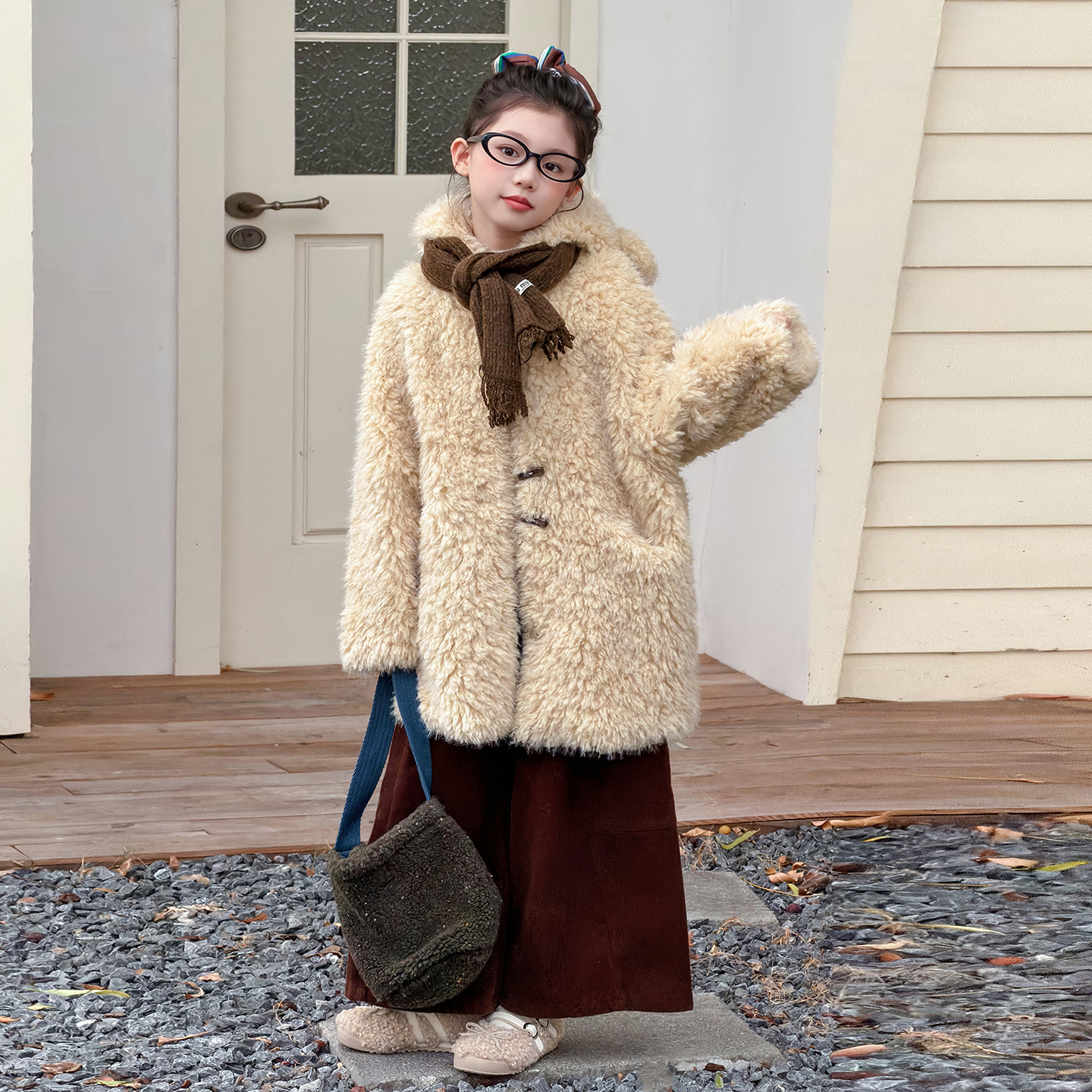 女童加绒加厚裤子2025新款秋冬季儿童加绒洋气中大童女孩9分裤子