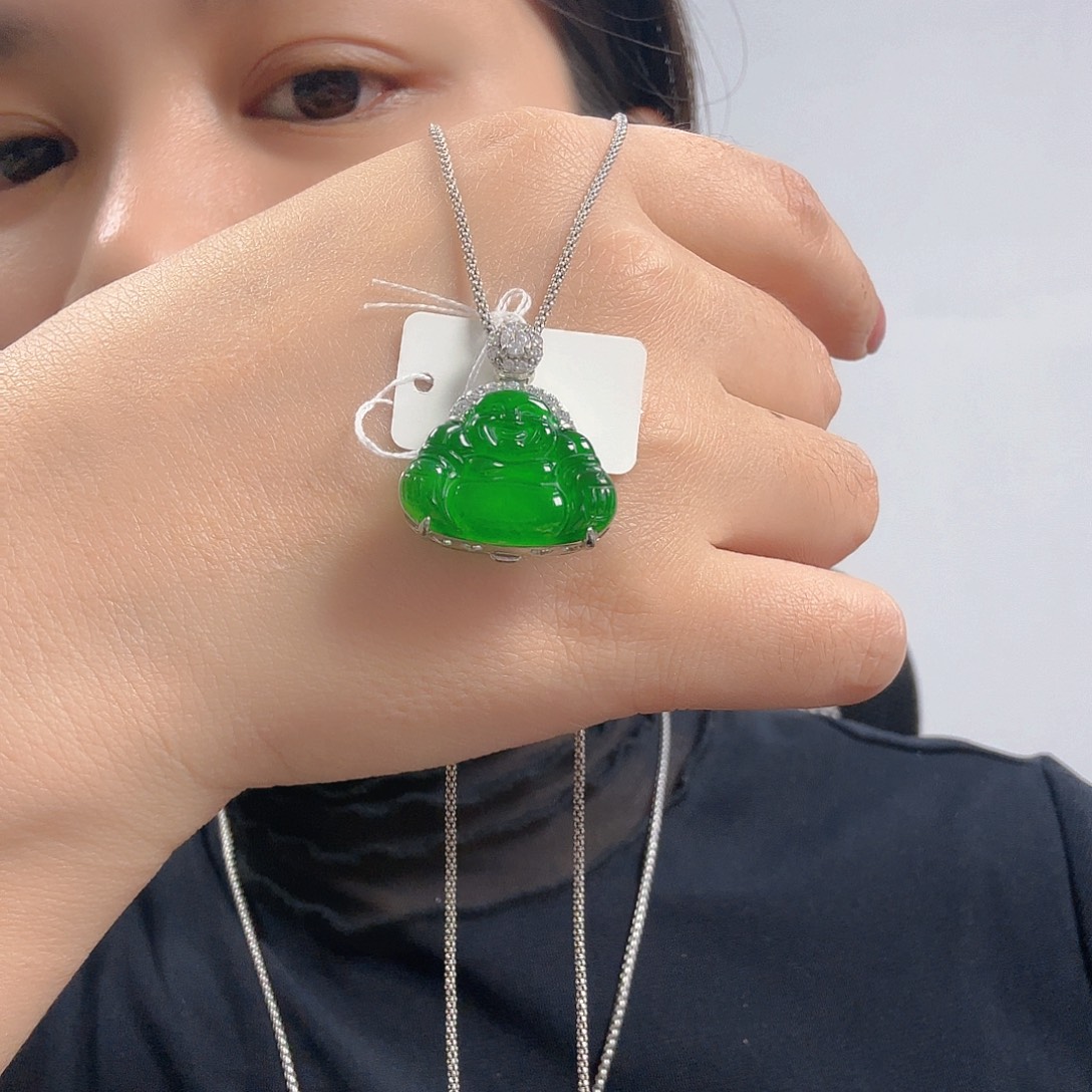 翡翠银S925镶嵌吊坠(不含链)