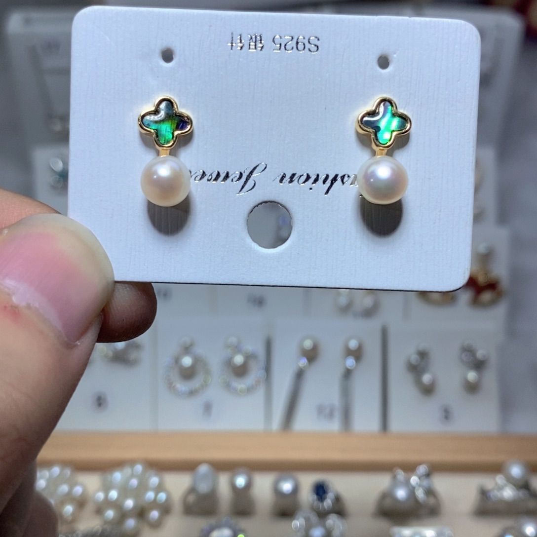 耳饰淡水珍珠银S925镶嵌
