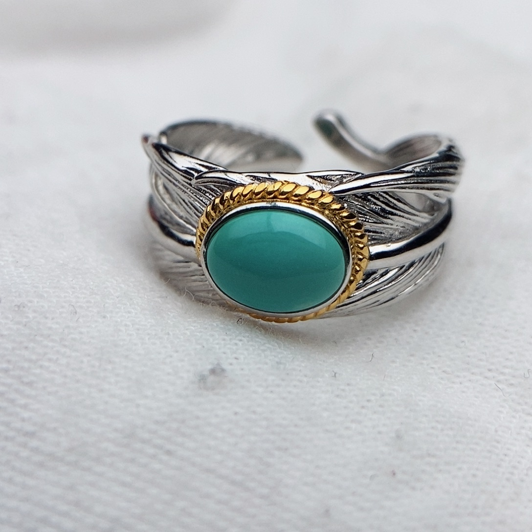 绿松石戒指银S925镶嵌