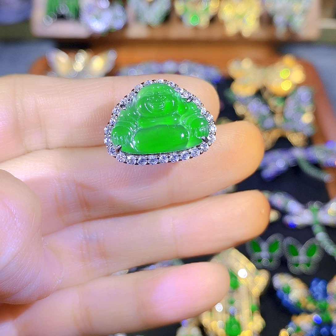 吊坠(不含链)银S925镶嵌翡翠