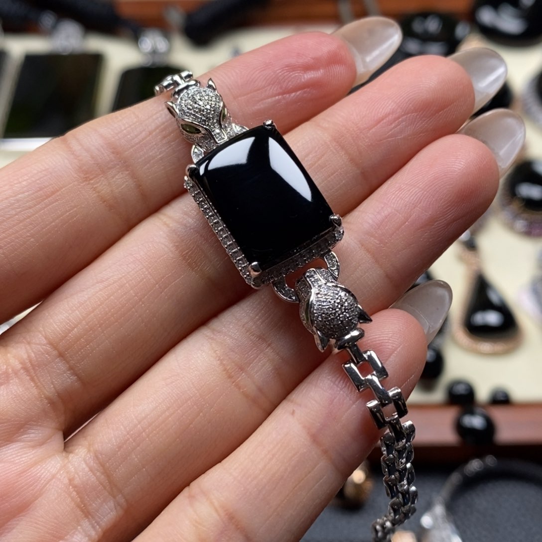 翡翠手链18K金镶嵌无*马鞍