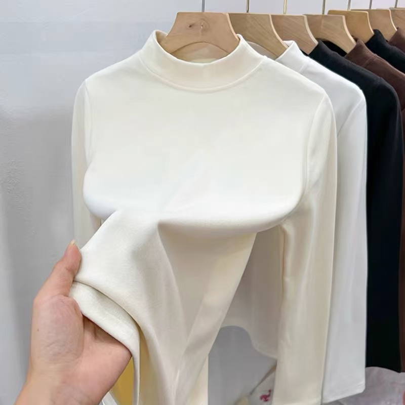 102打底衫磨毛椰油润肤半高领双面绒女长袖秋冬保暖打底衫上衣