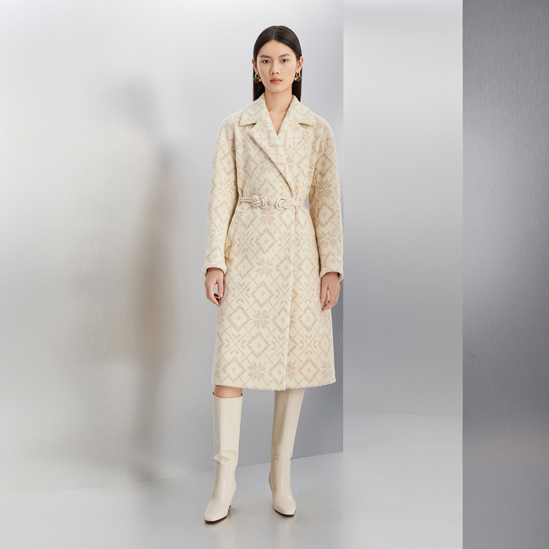 播大衣女商场同款宽松收腰羊毛呢外套BDQ4AD1366