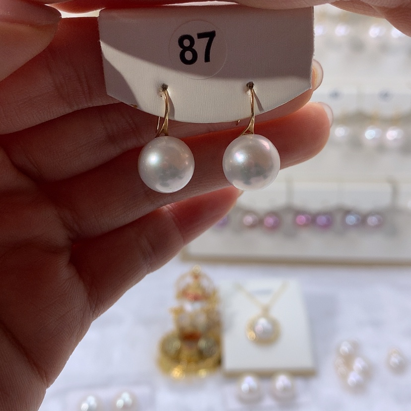 【闪购商品】淡水珍珠耳饰18K金镶嵌10-11mm高跟鞋
