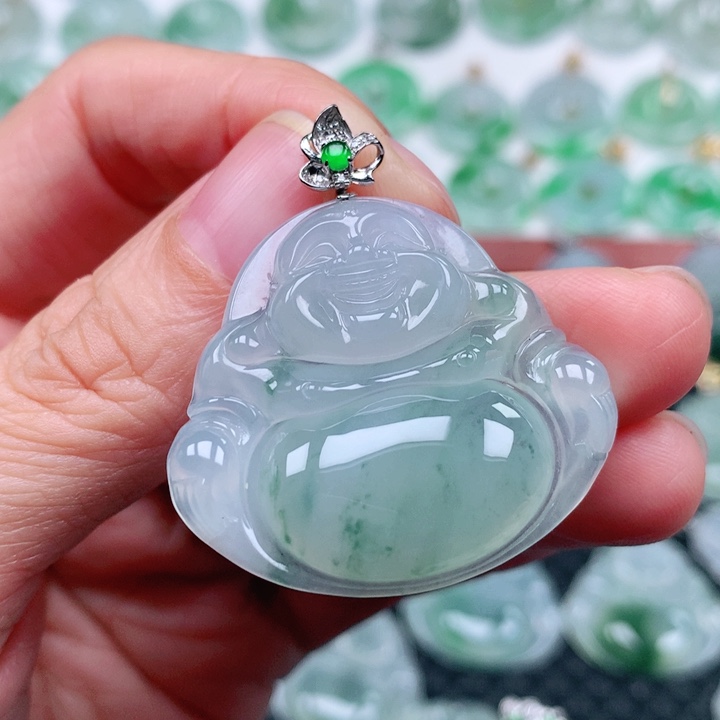 翡翠吊坠(不含链)18K金镶嵌