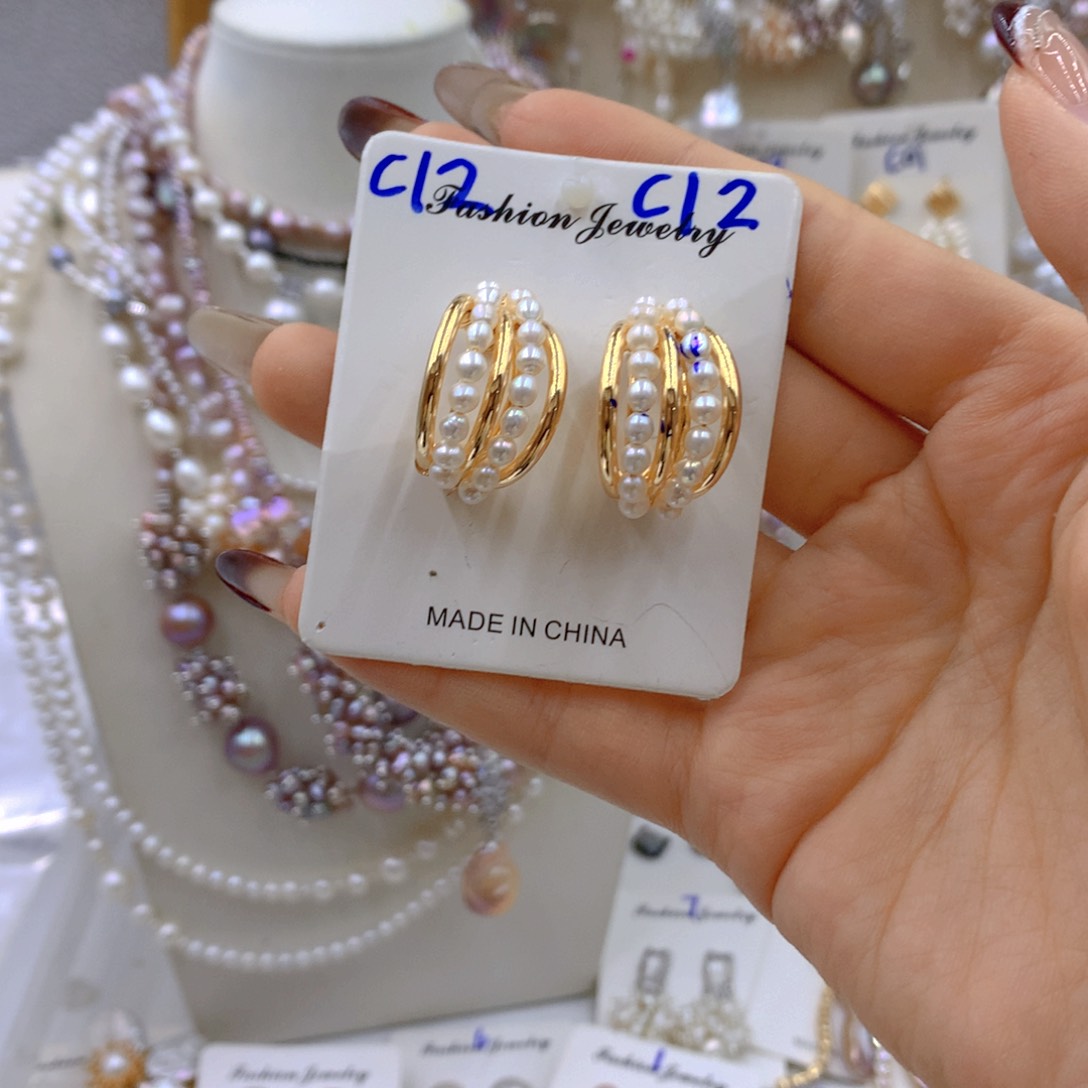 淡水珍珠耳饰银S925镶嵌