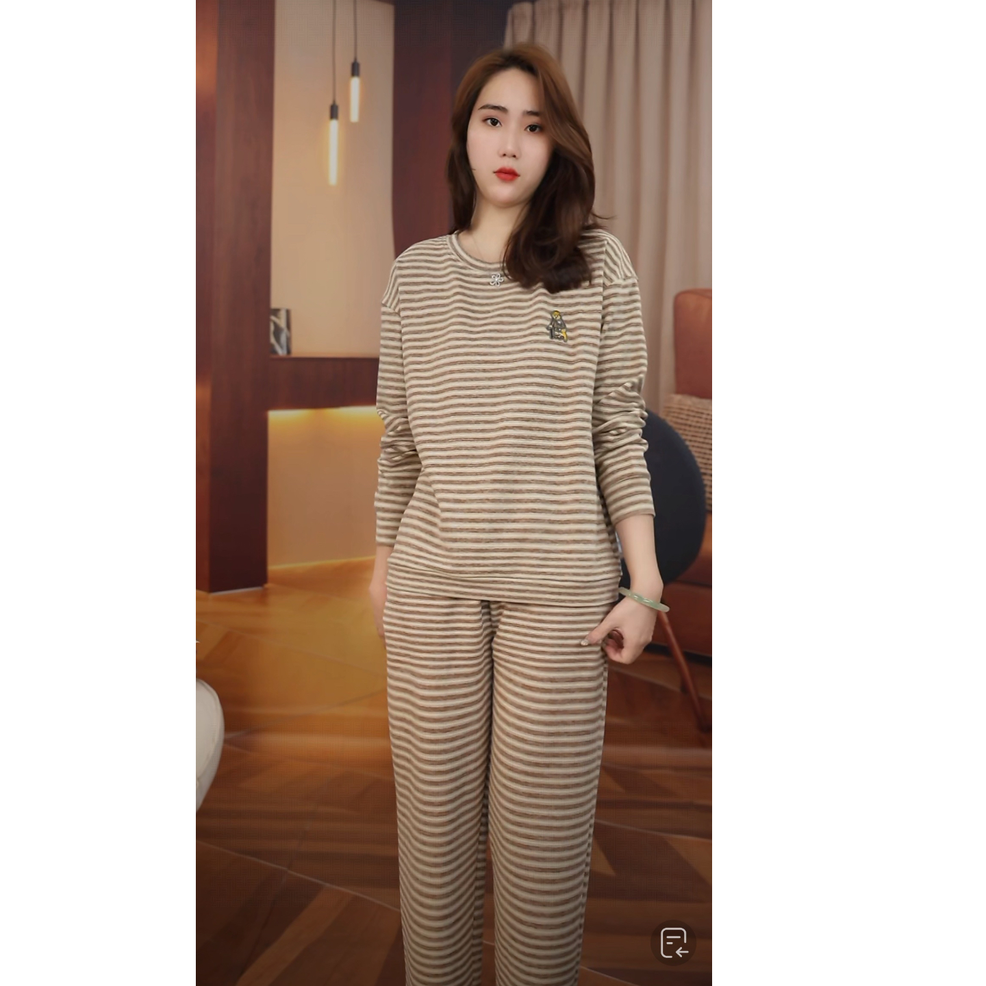 冬季加厚睡衣女新款爆款长袖长裤可外穿家居服（咖色系小熊）