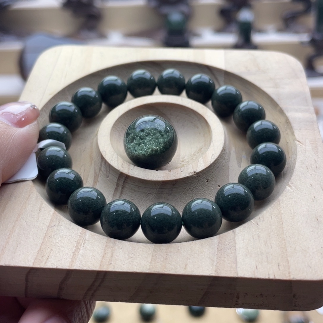 修***哥手串银S925镶嵌水晶绿幽灵手串定制不退换