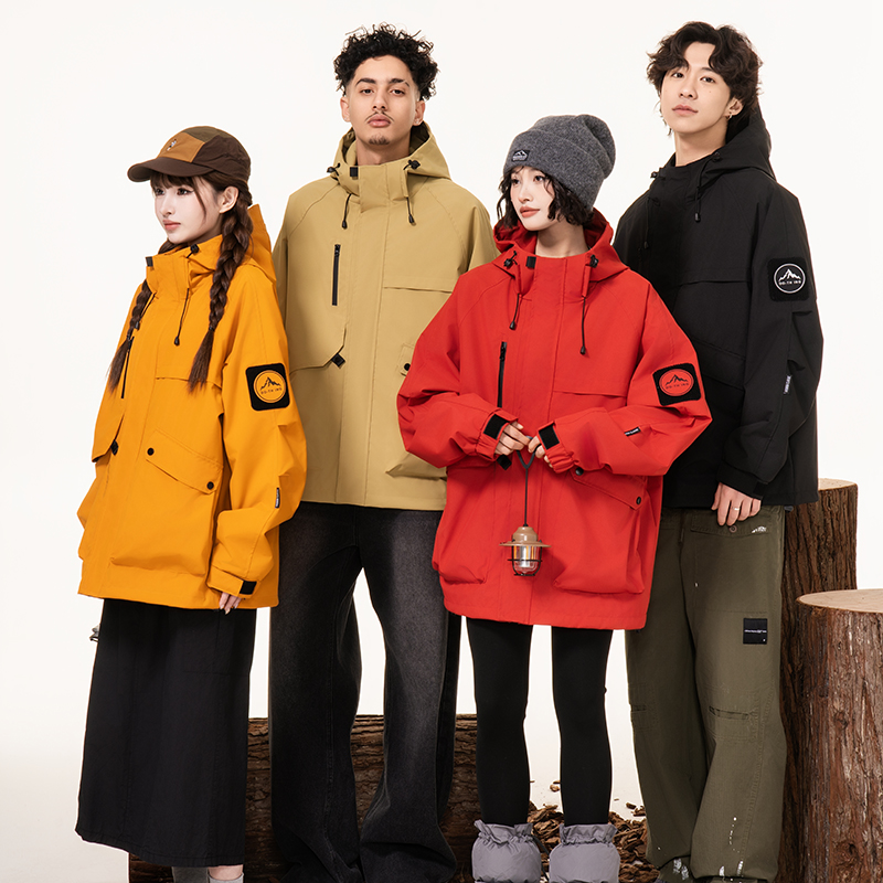 冲锋夹克男女款春秋季单冲防风防水连帽户外登山服情侣外套5088