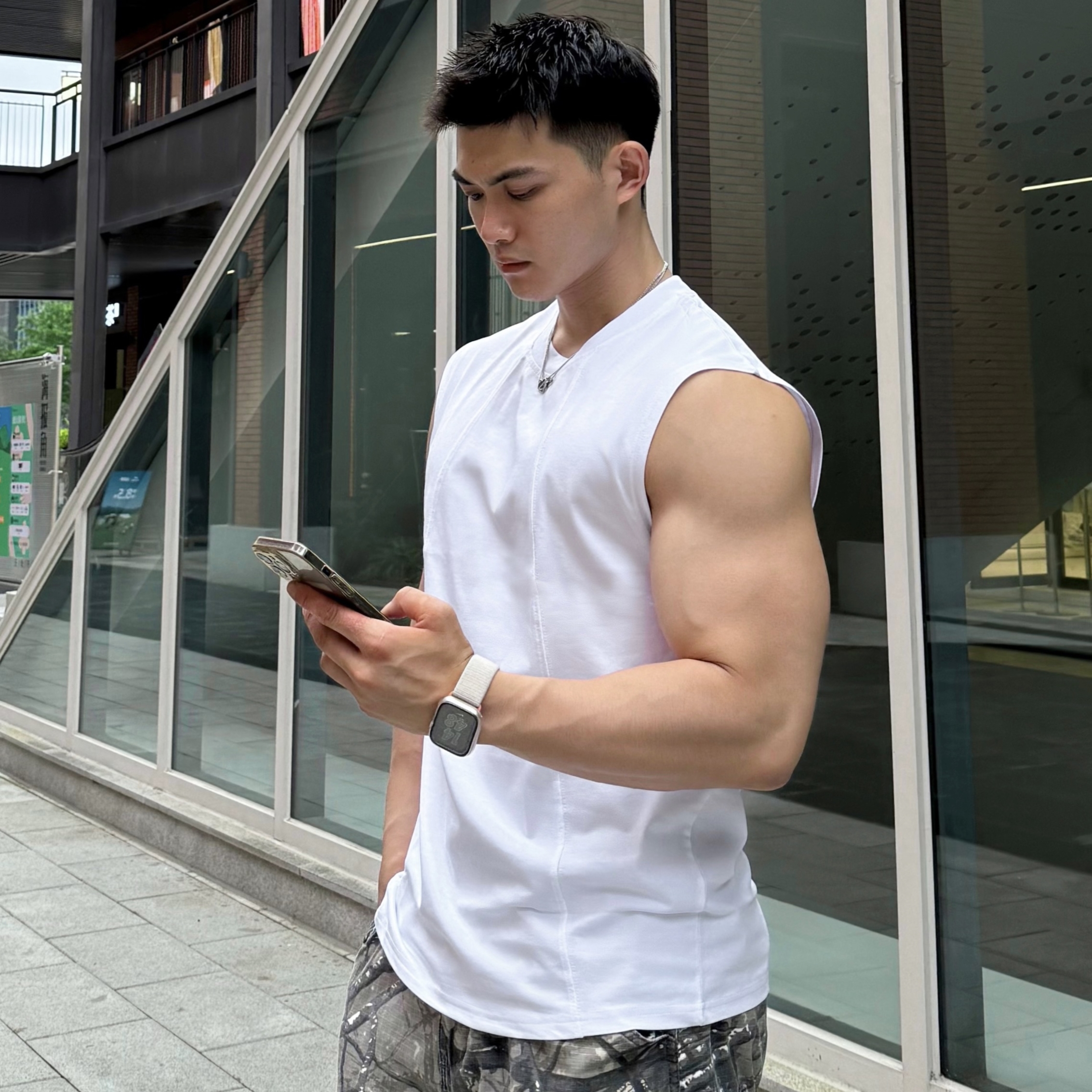 夏季凉感防晒索罗娜坎肩背心男运动休闲健身基础纯色无袖T恤