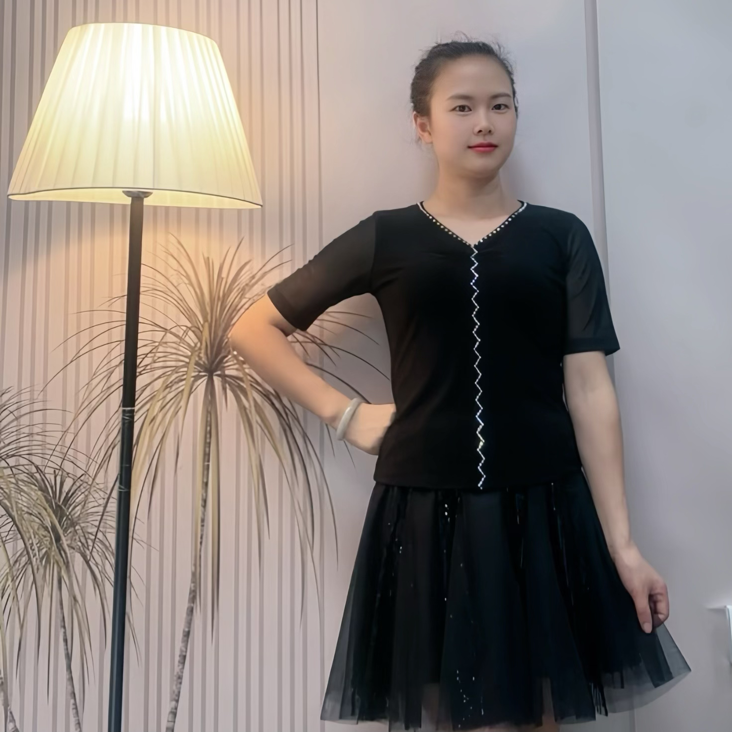 女士时尚烫钻吉特巴摩登舞交际舞广场舞舞衣