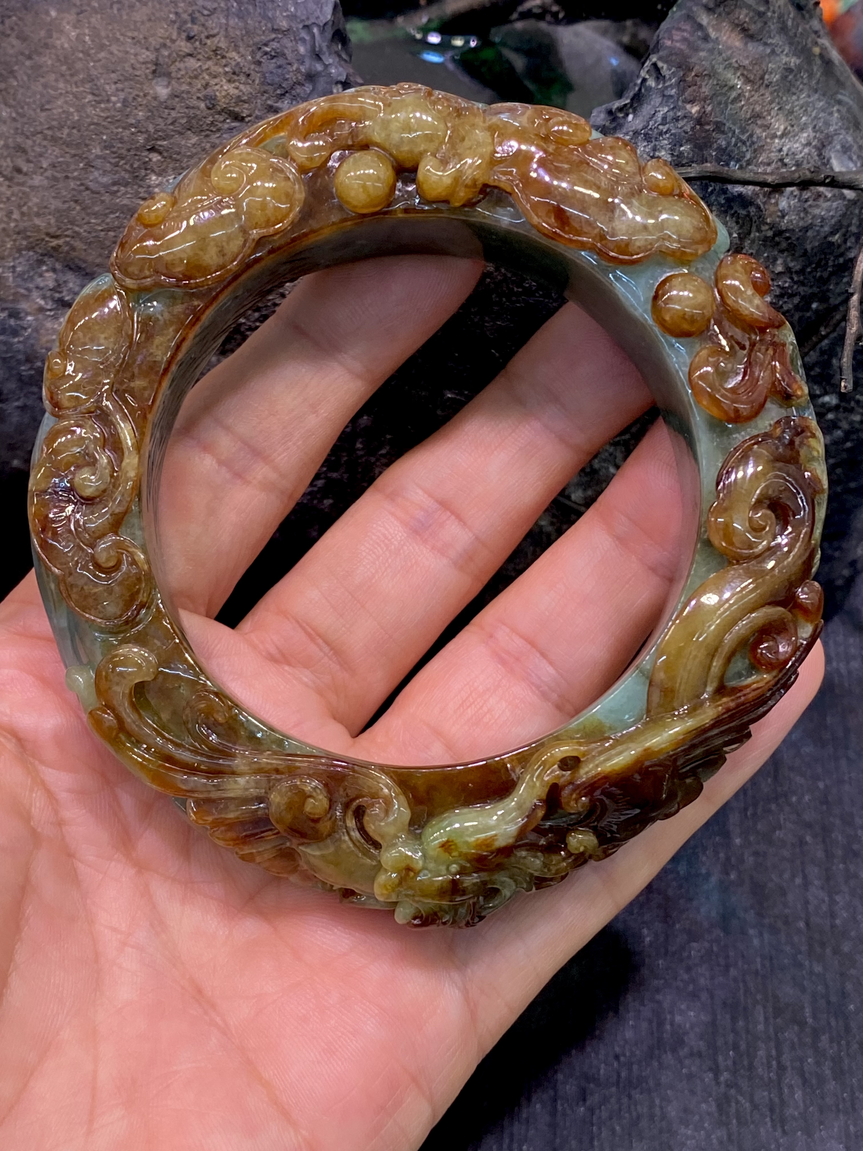 双彩翡翠凤凰手镯