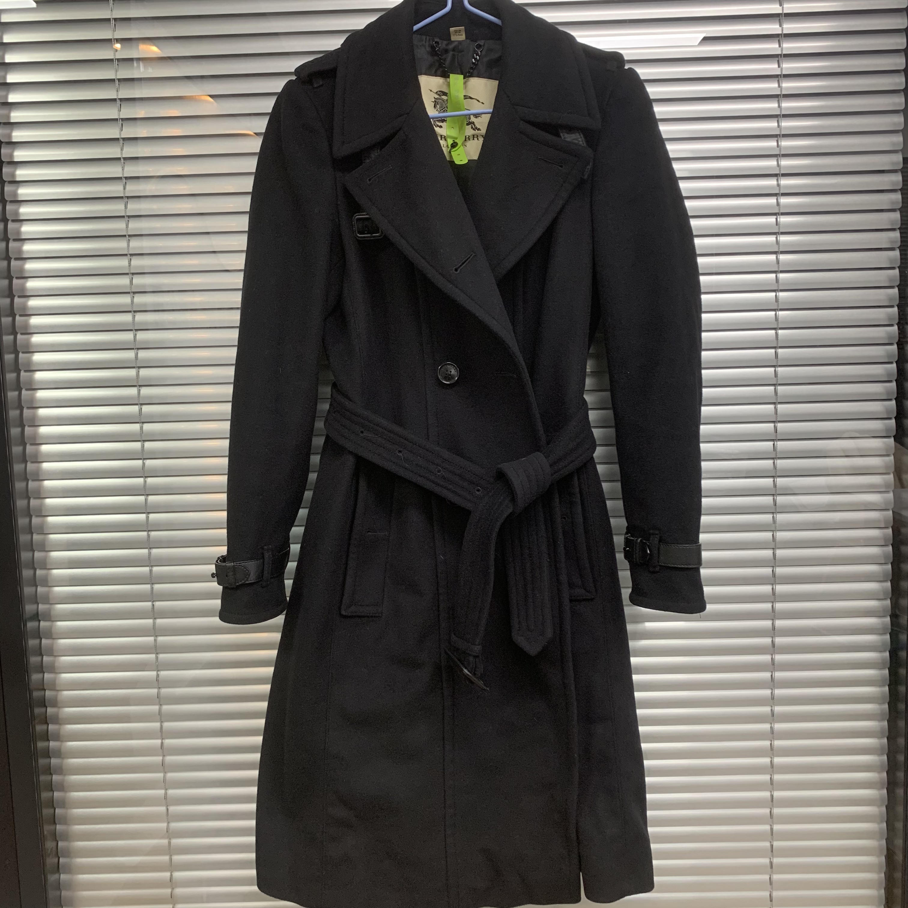 99新 BURBERRY/博柏利 黑色长款大衣/UK8码/C01285