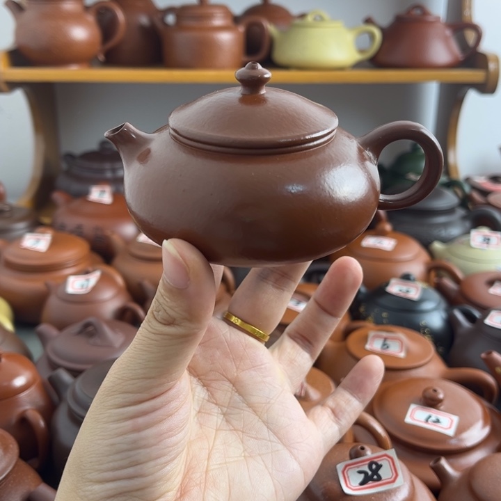 茶壶紫砂120cc朱泥半手