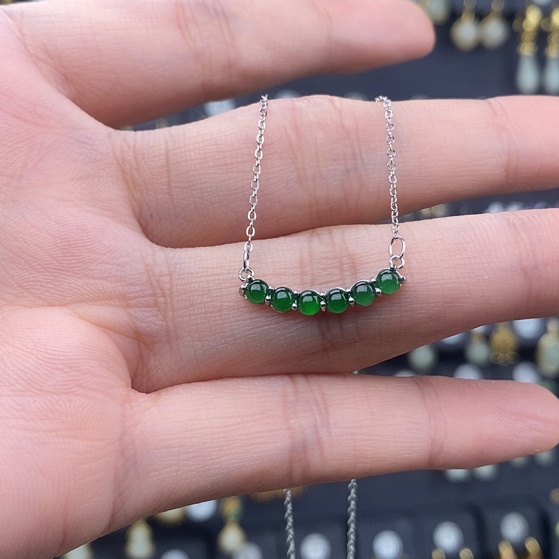 立***秋翡翠银S925镶嵌套链
