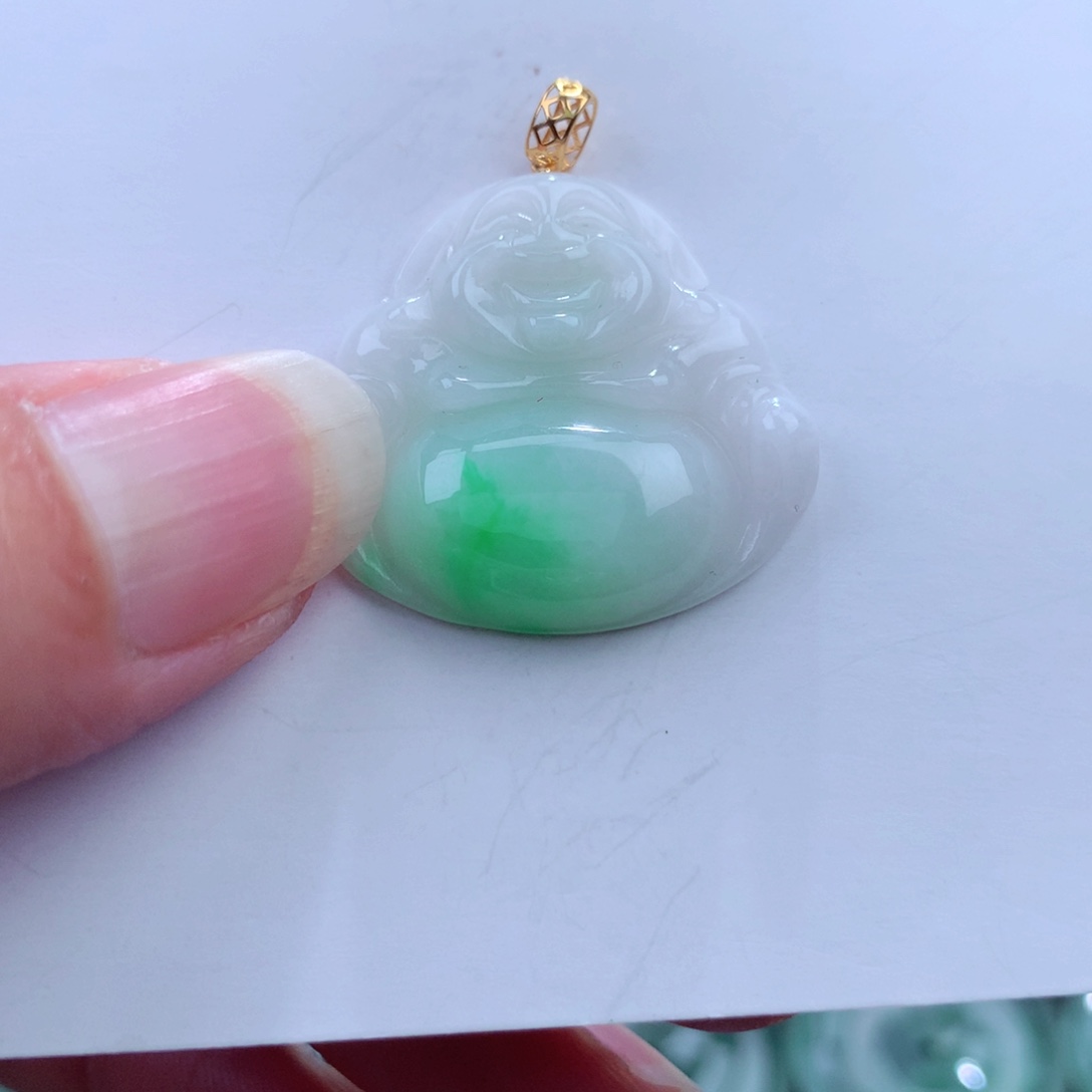 翡翠吊坠(不含链)18K金镶嵌
