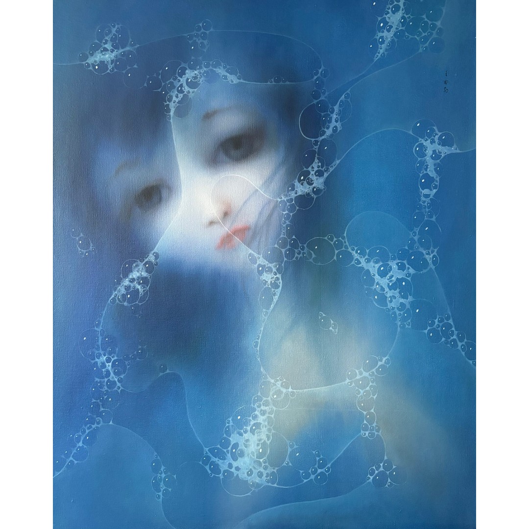 9001孙齐《蓝色的梦》原创手绘油画人物题材100*80cm适合收藏客厅