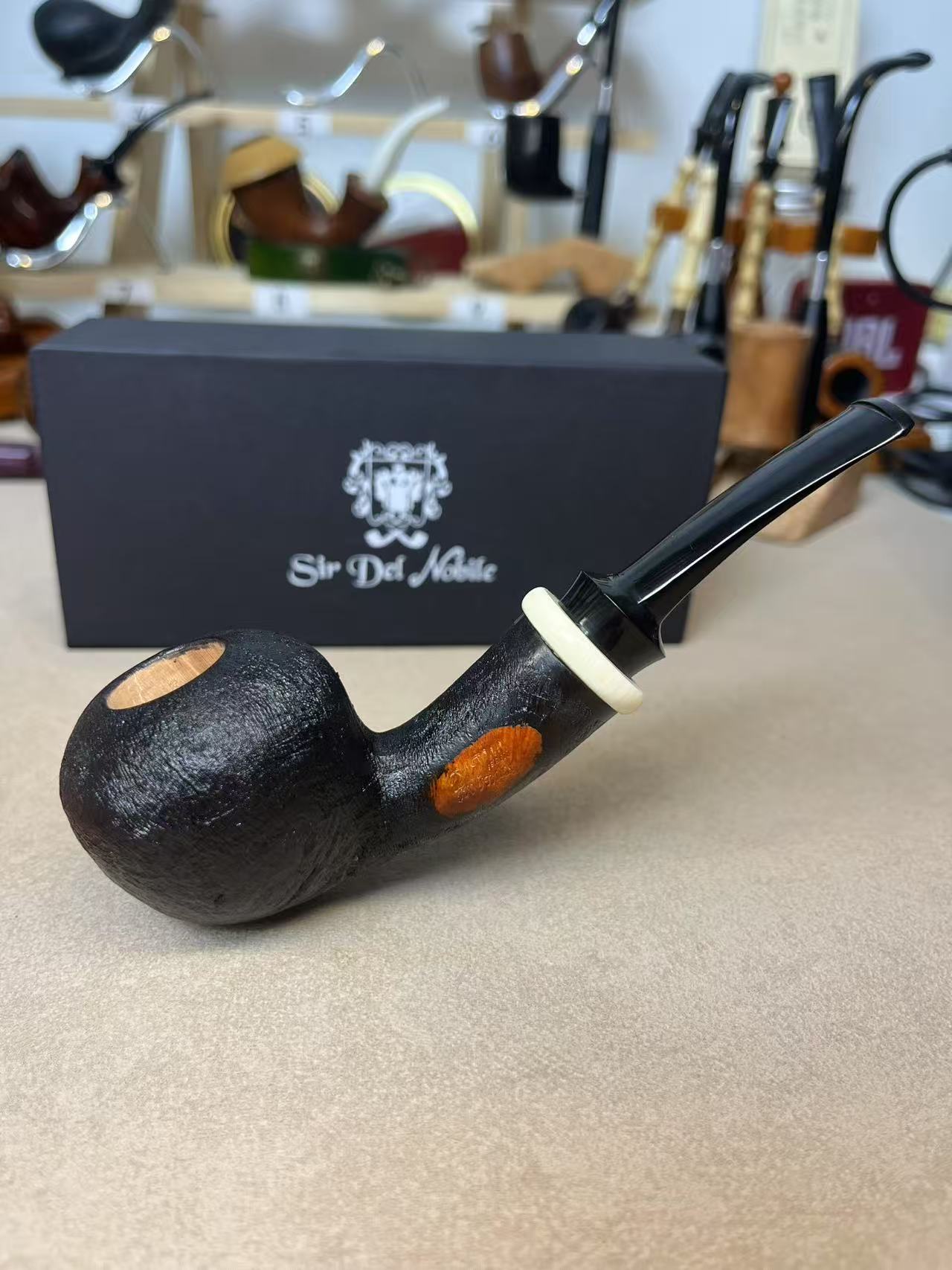 【意大利诺贝利品牌烟斗】喷砂大苹果，3mm烟道