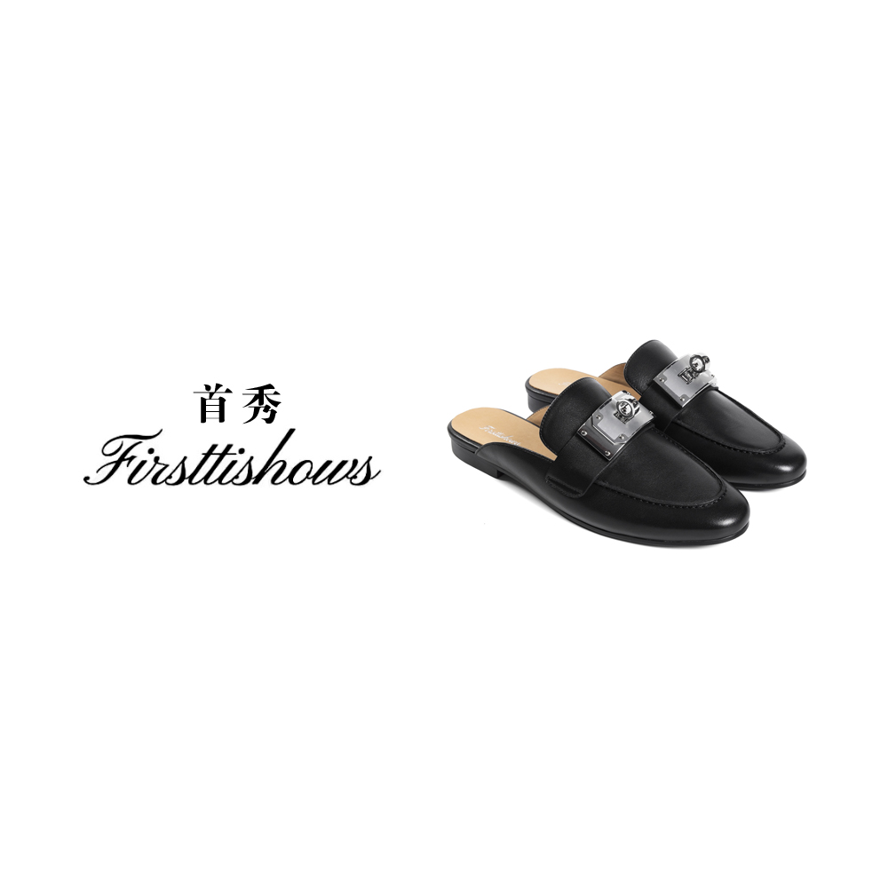 首秀·国奢【KL系列】24s平底金属扣穆勒鞋女经典半拖包头女734