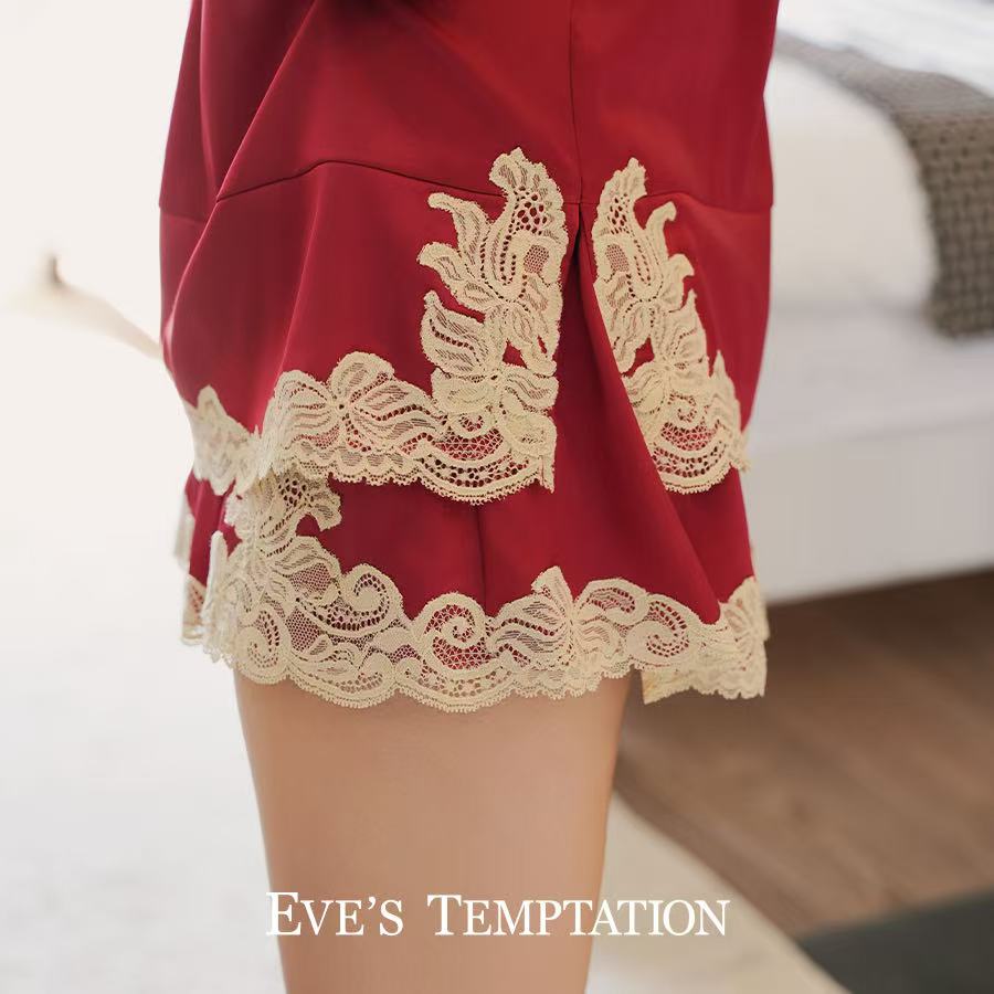 宽松时尚【百搭显瘦】夏季舒适薄款蕾丝阔腿女士短裤居家睡裤夏娃云