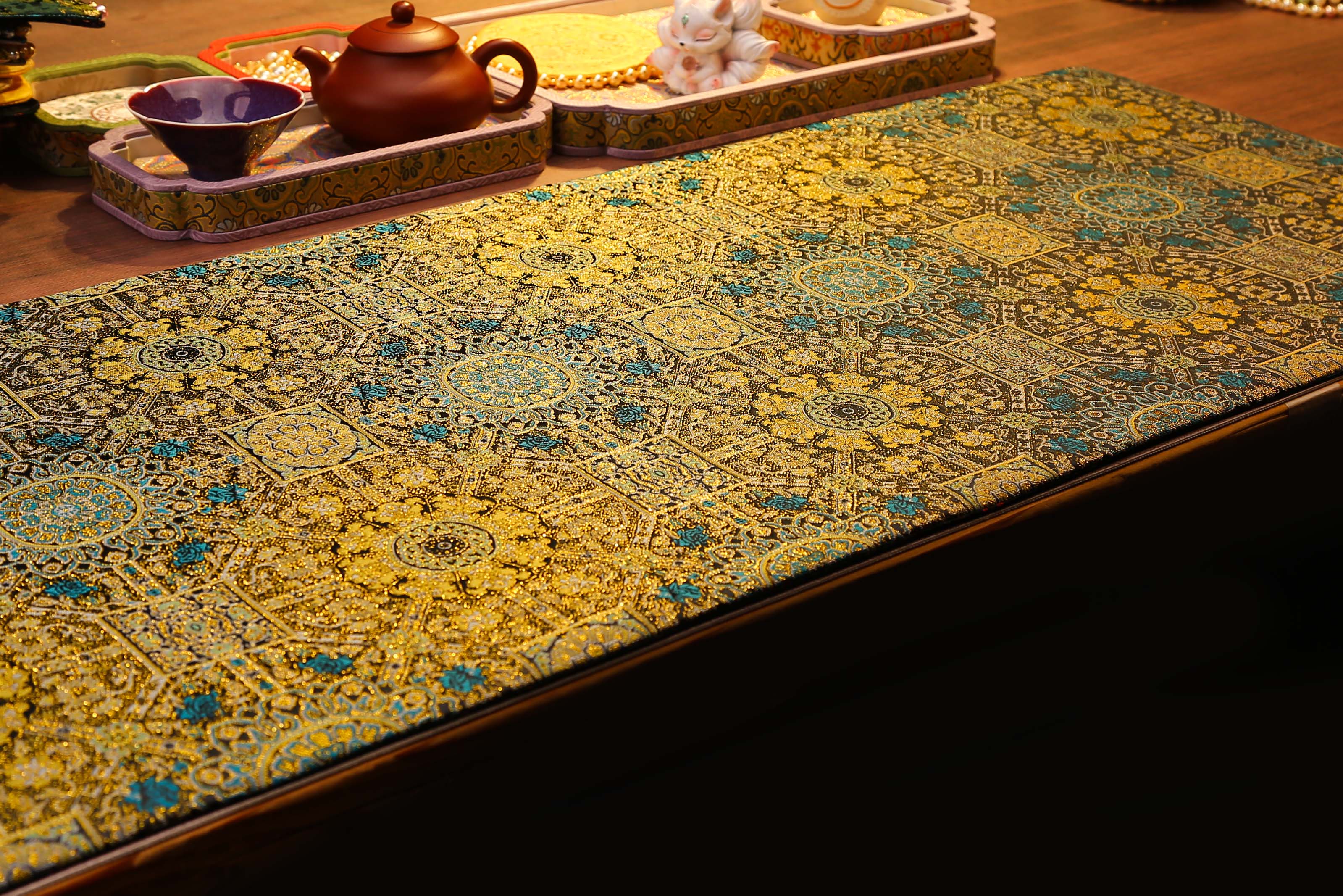 CX1122 大程造物 织锦缎 手工轻奢高档茶席 茶壶杯垫