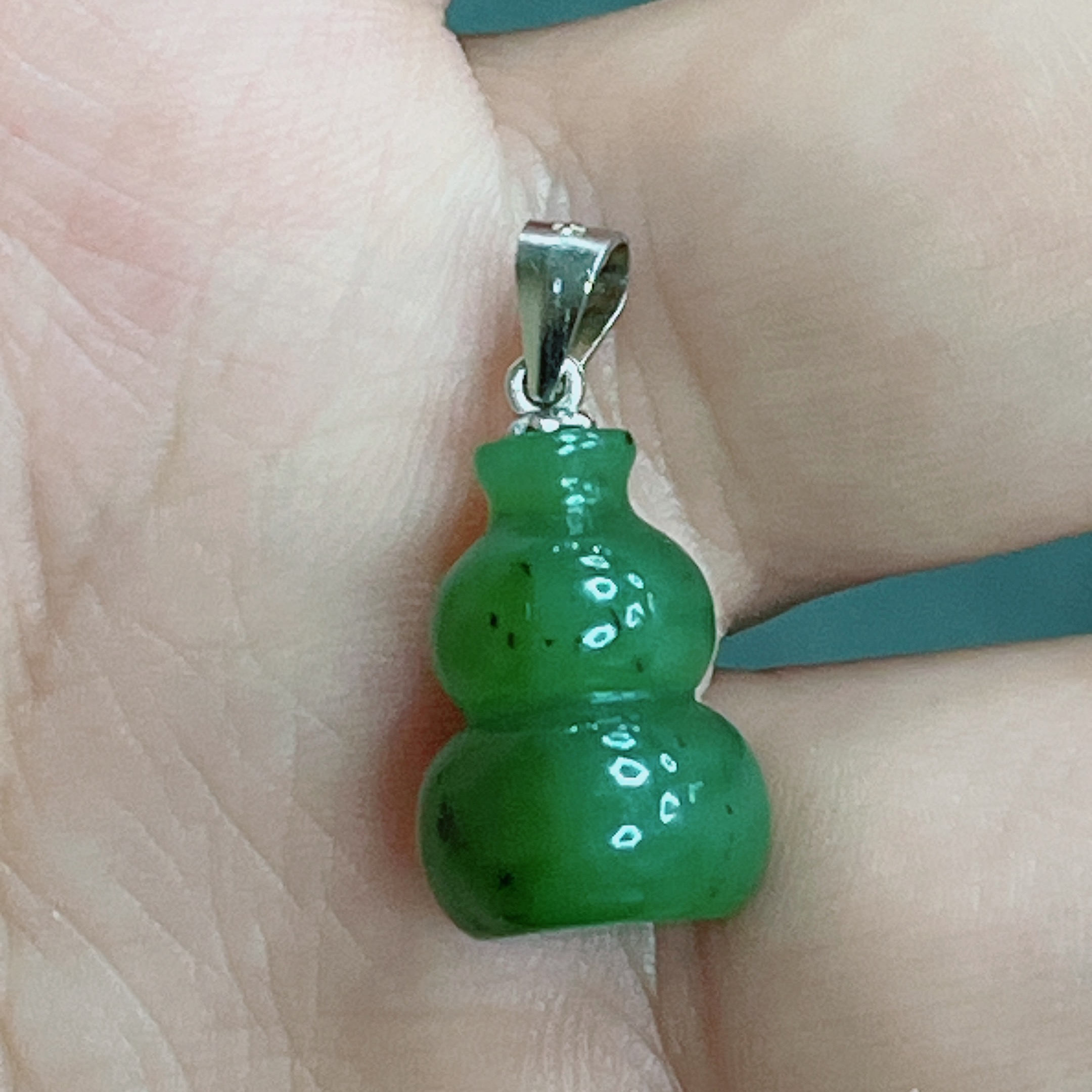 【十一臻选】天然和田玉碧玉立体葫芦吊坠（多样性发其一）  xw