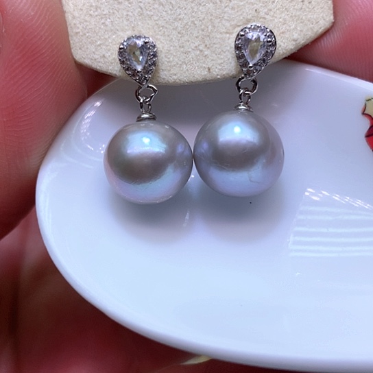 淡水珍珠耳饰银S925镶嵌