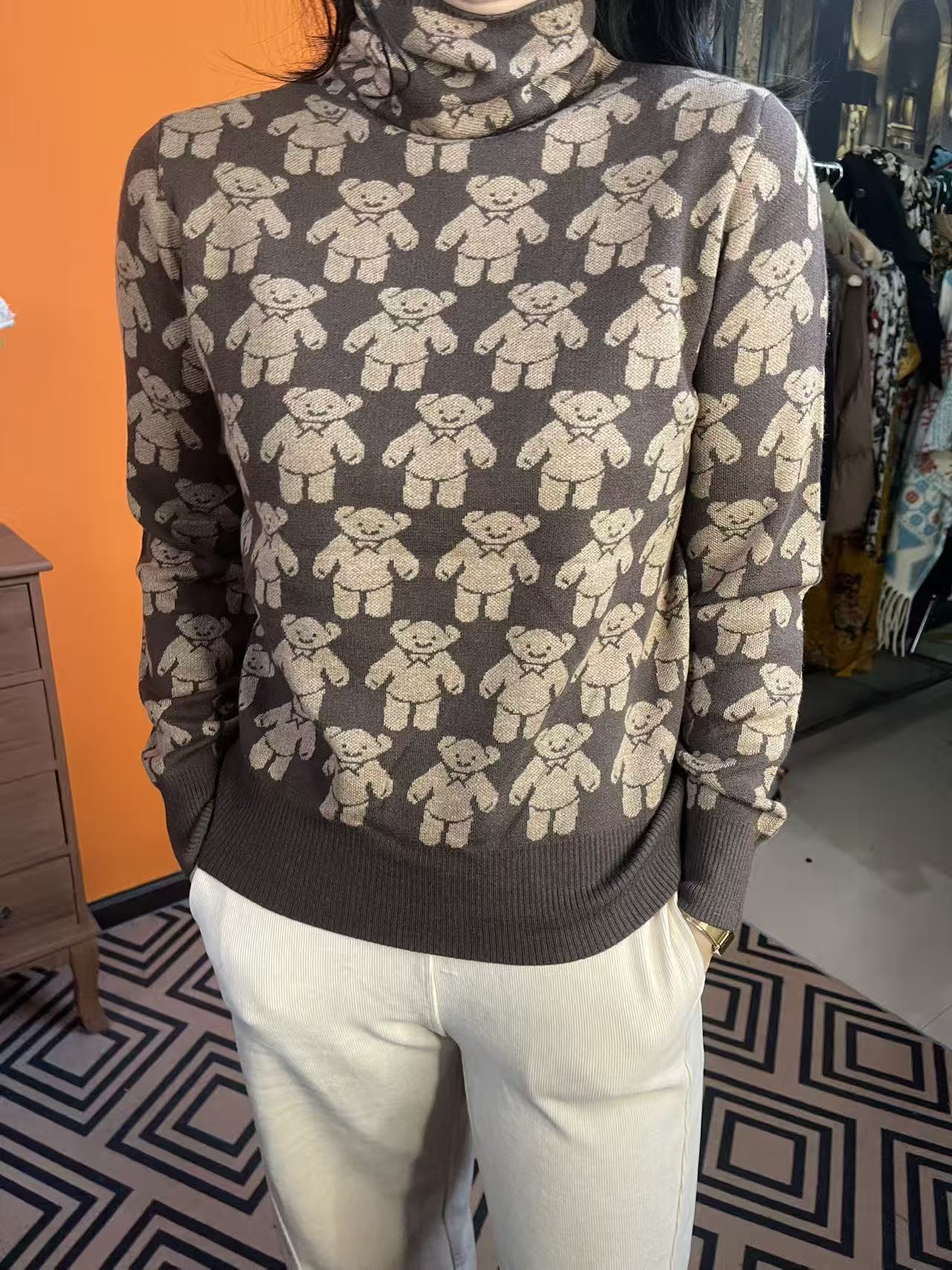 【堆堆领小熊】2025秋冬气质百搭长袖条纹针织毛衣