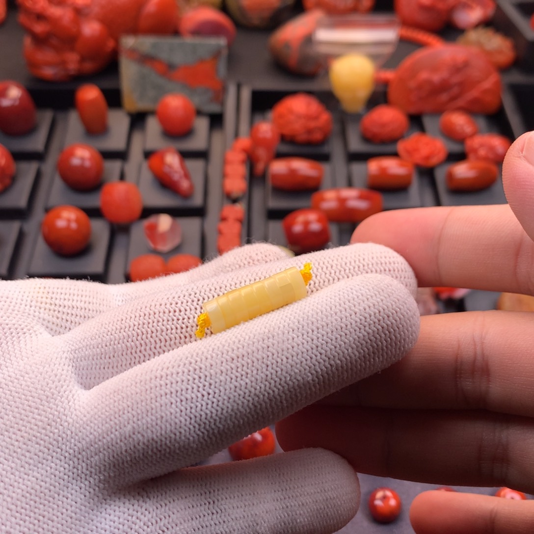 蜜蜡未镶嵌裸石【传仁】天然蜜蜡俄料原矿满蜡精工直切隔片7mm