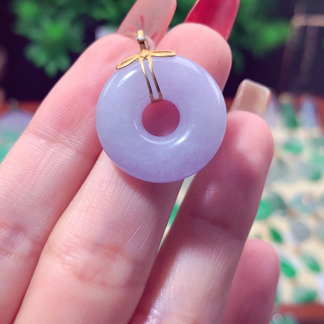 翡翠吊坠(不含链)18K金镶嵌