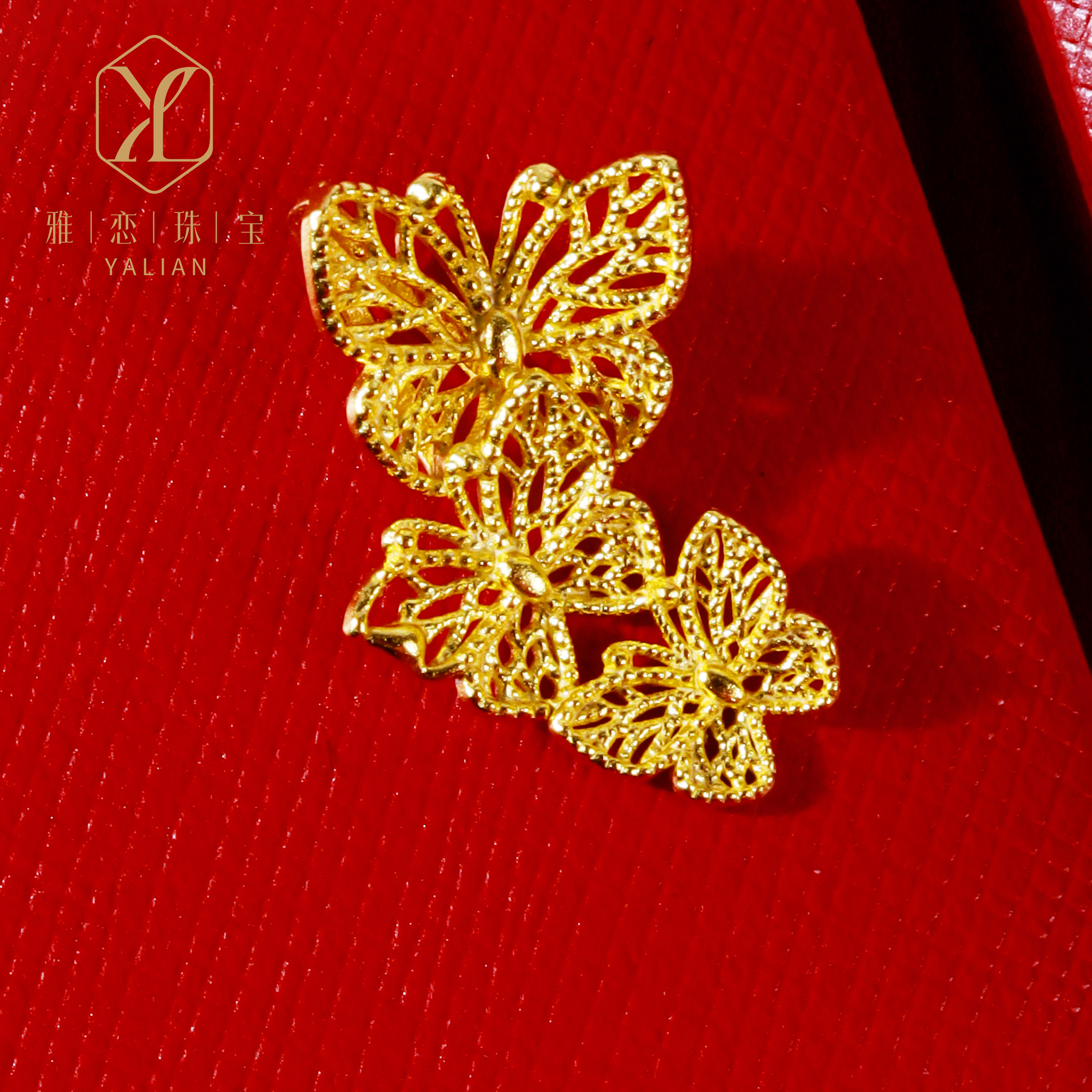 吊坠足银 足银吊坠 足银990 蝴蝶花丝吊坠古风精致镂空女士挂坠