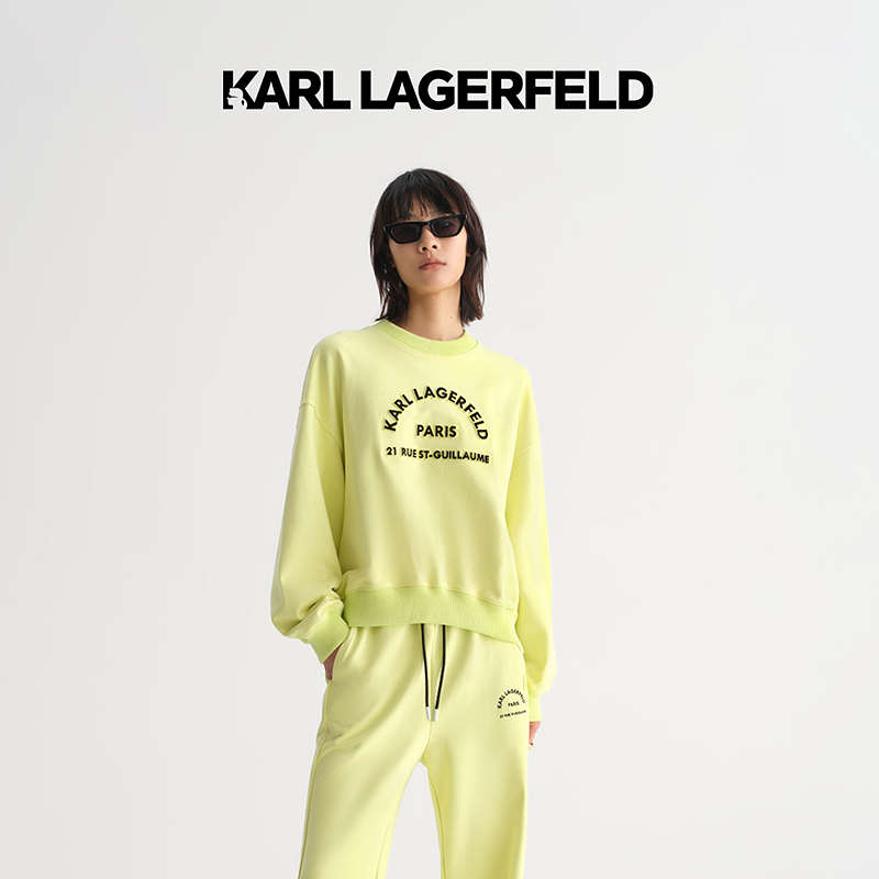 【晨粉专享价】KARL LAGERFELD春季新款女绿色卫衣老佛爷231L1873