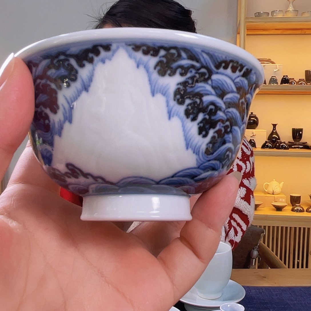 清本源青花父爱如山压手杯