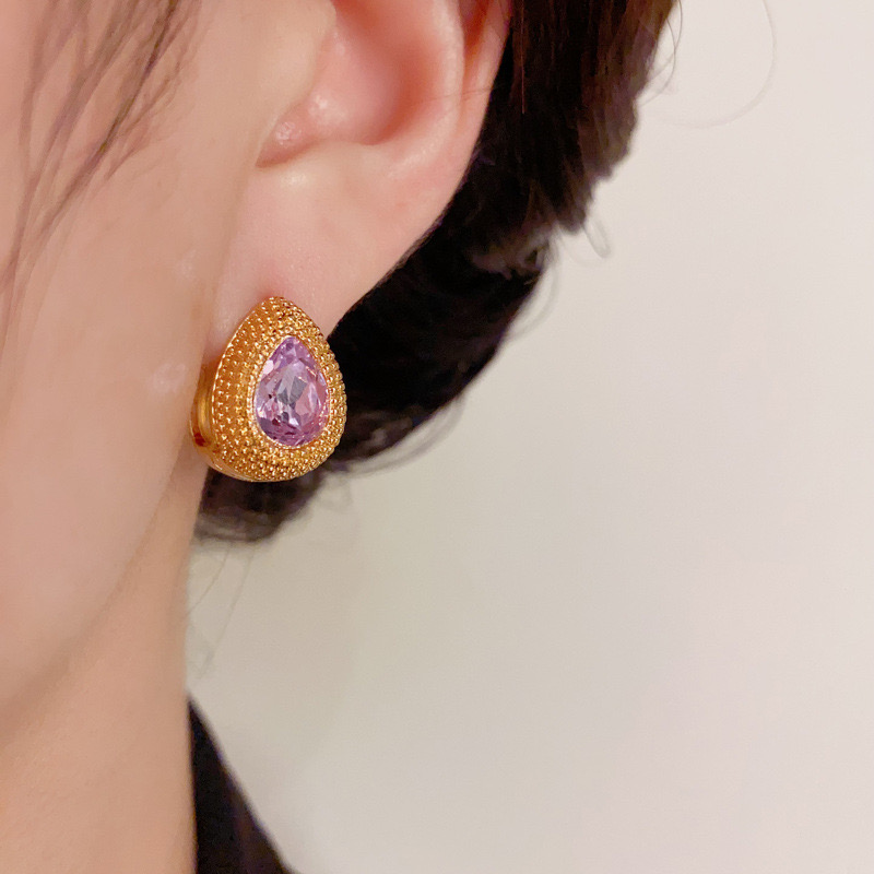 金色榴莲水滴耳扣精致百搭女耳饰复古XC975