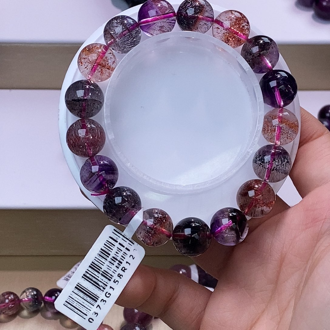 水晶手链未镶嵌黑加仑超七12mm