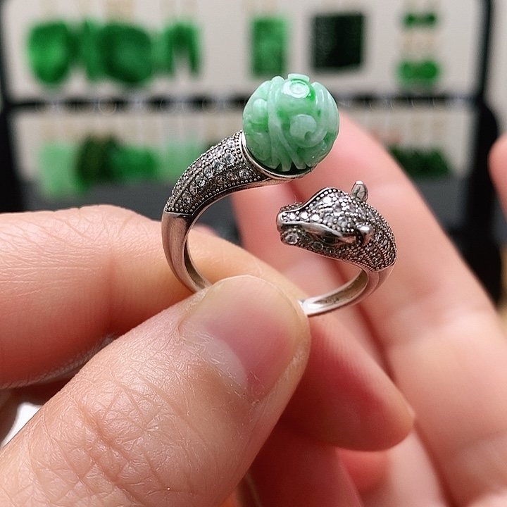 翡翠银S925镶嵌耳饰挂件